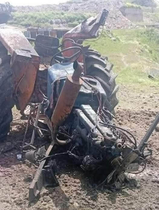 انفجار لغم بجرار زراعي