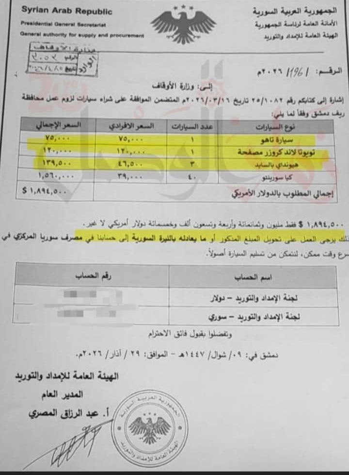 سيارة فارهة لوزارة في سوريا