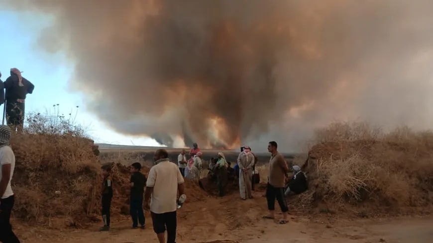 نيران تحاصر محطة محروقات في ريف الحسكة